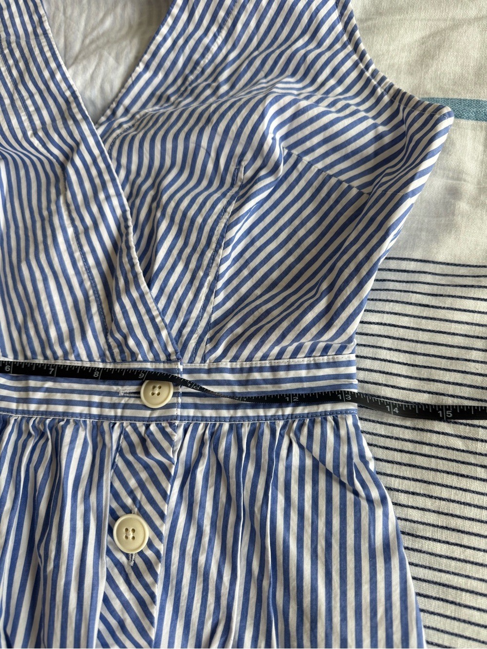 J. Crew Sleeveless Blue and White Striped Wrap Dress 100% cotton - Picture 9 of 10